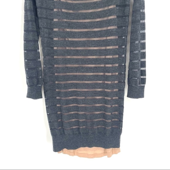 JOIE Gray Wool Striped Dress Nude Slip - Picture 3 of 6